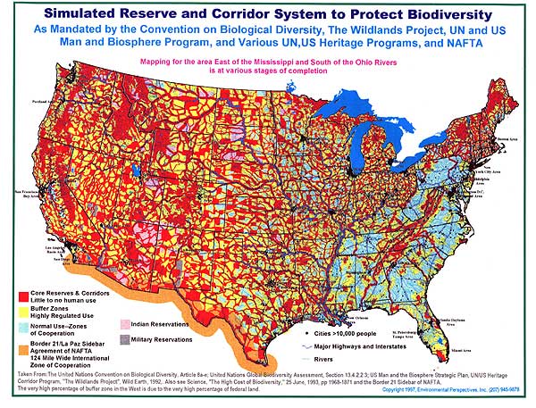 The UN Agenda 21 death map of the United States. Is this the real motive for the Cliven Bundy siege?