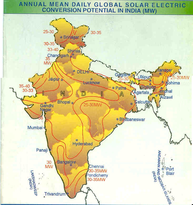 India Annual Mean Daily Global Solar Electric Conversion in India SIMCenter