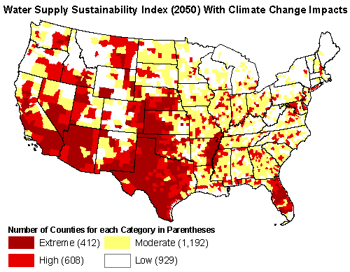 United States Water Stress, 2050