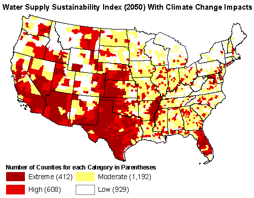 United States Water Stress, 2050 United States Water Stress, 2050