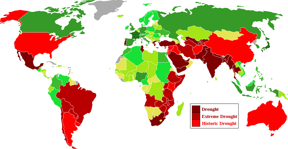 Countries on droughts, 2009