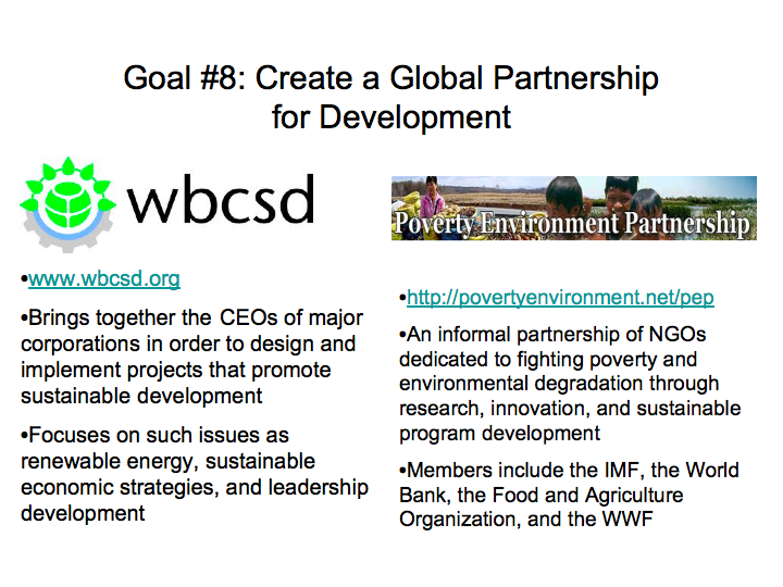 Organizations Working to Create a Global Partnership for Development Organizations Working to Create a Global Partnership for Development