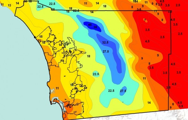 1994 Rainfall in San Diego county